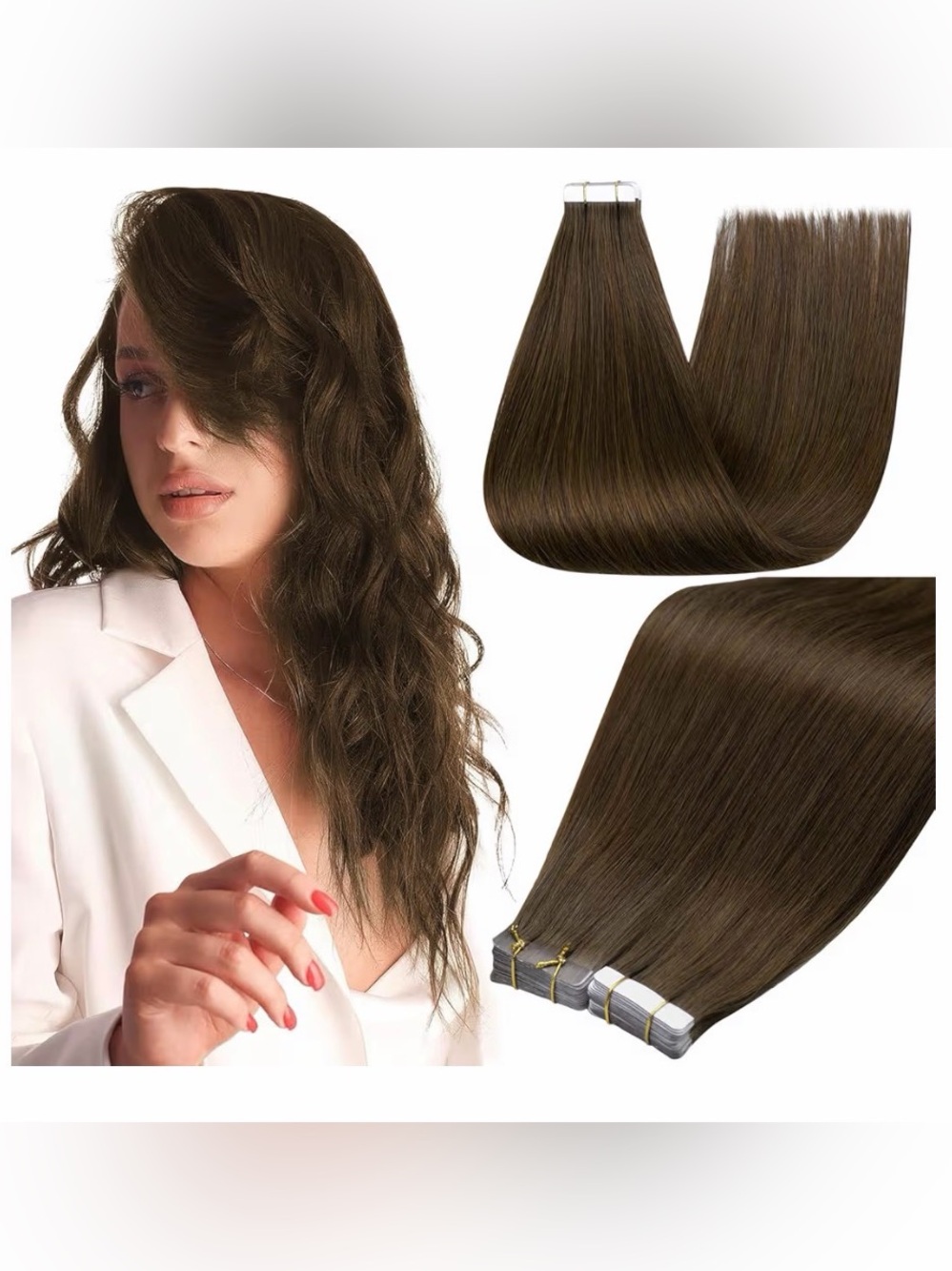 Full Shine Human Hair Tape-in 12 inch Hair Extensions - Medium Brown BRAND NEW